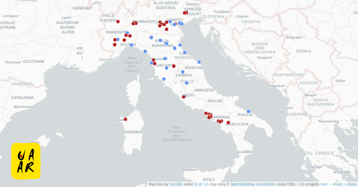 Mappa delle sale del commiato in Italia