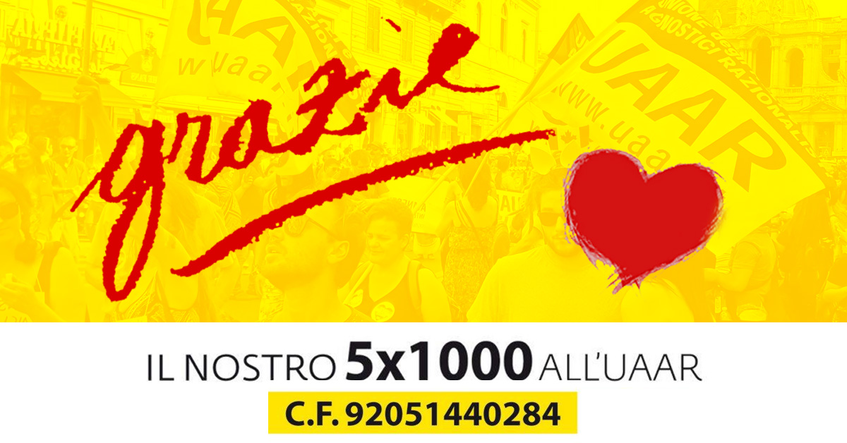 Cinque per Mille 2023 all’Uaar: grazie a tutti voi! - A ragion veduta